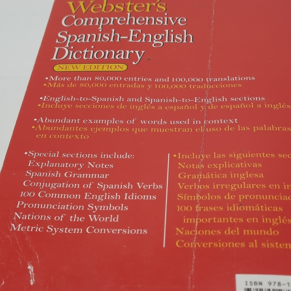 Webster's Comprehensive Spanish-English Dictionary Paperback Book New Edition - Picture 9 of 11
